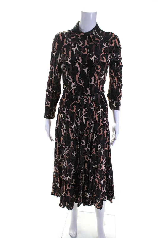 Affordable Trendy Clothes For Women Michael Kors Collection Womens Silk A Line Dress Black Brown