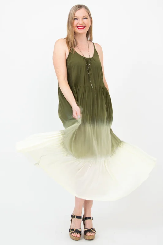 Women's Outerwear for All Weather Conditions Boha Dress, Green Dip-Dye