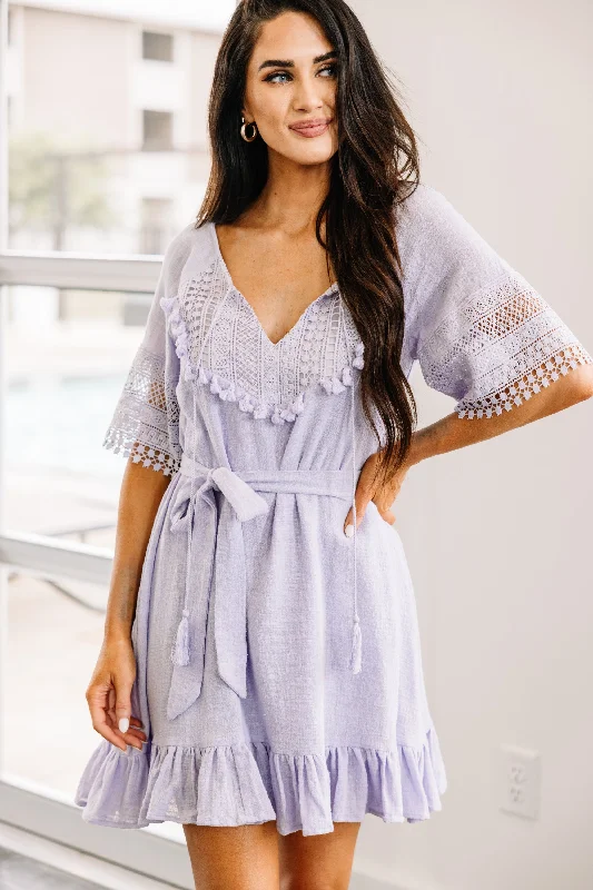 Women's Stylish Outerwear Make The Choice Lilac Purple Crochet Dress