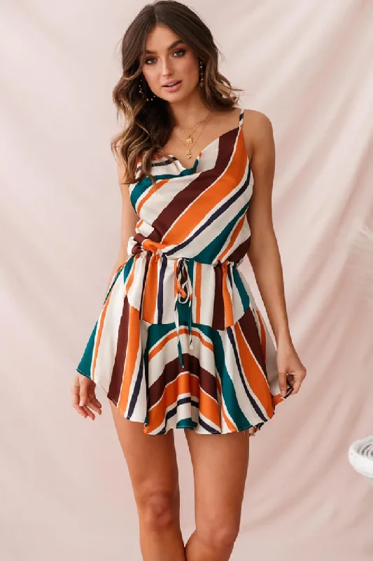 Modern Women's Wardrobe Essentials Ferris Cowl Neck Drawstring Dress Orange