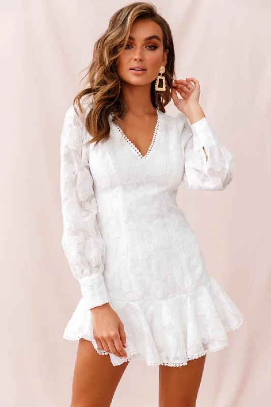 Sale For Women Camellia Open Back Cuff Sleeve Dress White