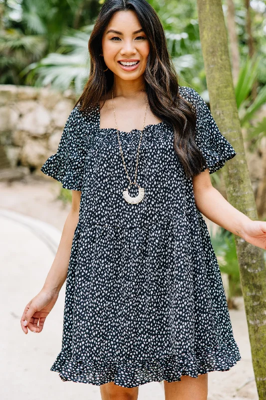 Chic Women's Clothing Online Dusk Till Dawn Black Spotted Dress