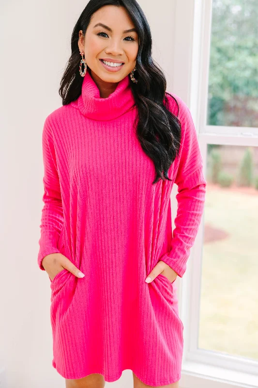 Timeless Women's Fashion Styles Just Imagine It Fuchsia Pink Sweater Dress