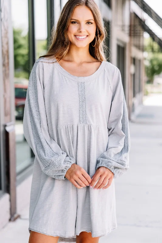 Stylish Women's Garments For Holidays Know It Well Gray Crochet Dress