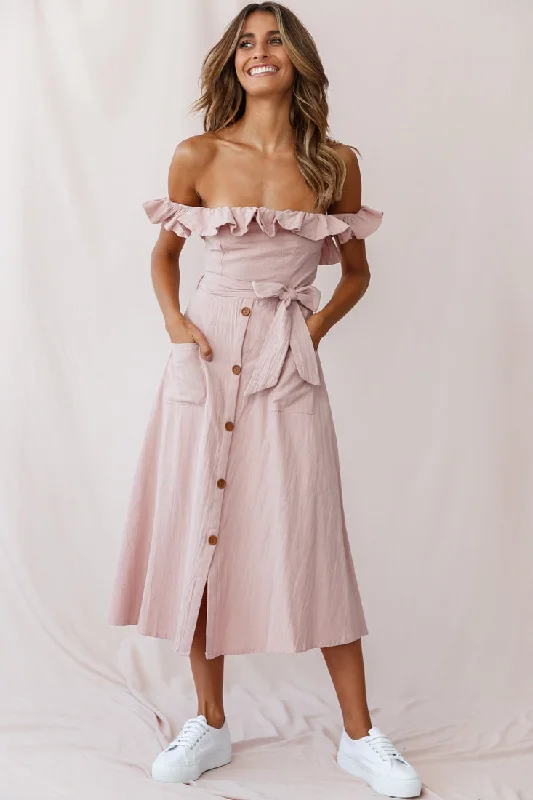 Online Clothing Stores Matisse Off-Shoulder Placket Dress Blush