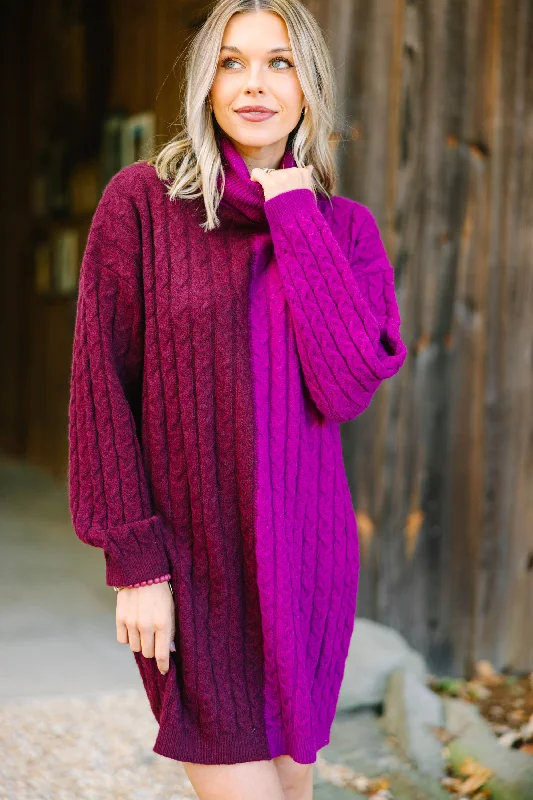 Women's Trendy Clothes It's Your Story Burgundy Colorblock Sweater Dress