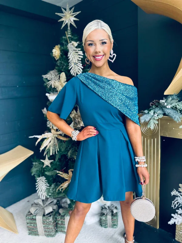 Sustainable Women's Clothing Molly Detailed Occasion Dress Teal