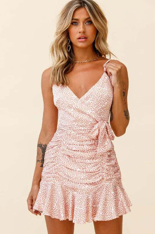 Women's Clothing For Outdoor Activities Reckless Love Ruched Detail Side Tie Dress Leaf Print Orange Women's Clothing For Outdoor Activities Reckless Love Ruched Detail Side Tie Dress Leaf Print Orange