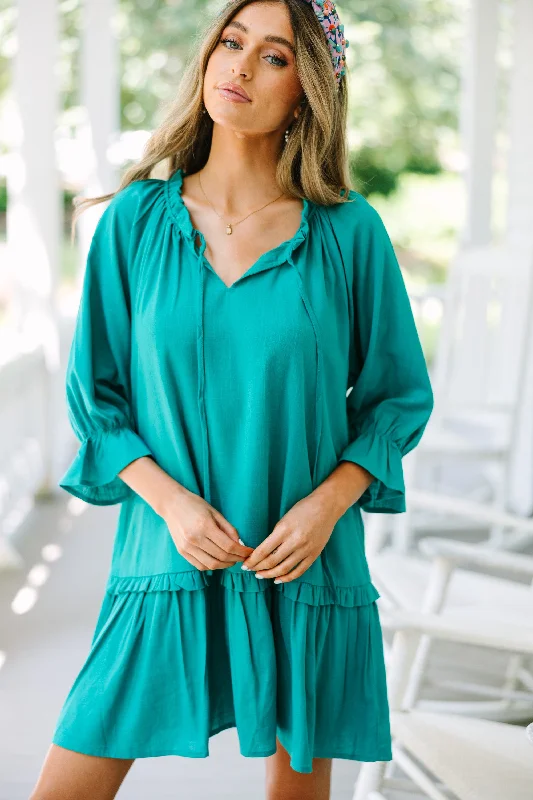 Casual Fashion Trends for Women Always In The Lead Lagoon Green Linen Dress