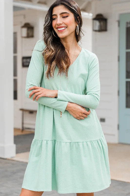 Women's Tailored Outfit From Now On Light Sage Green Tiered Dress
