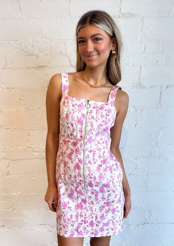 Trendy Women's Dresses Online Pink Magenta Denim Print Dress
