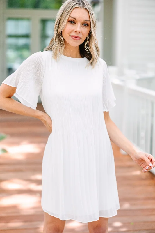 Women's Cozy Outfit For Lounging Now I See White Pleated Dress