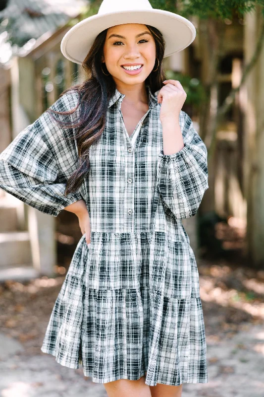 Women's Casual Garments Give You Everything Black Plaid Dress