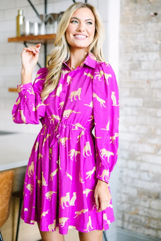 Everyday Fashion All Hope Light Magenta Pink Cheetah Dress