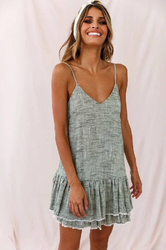 Women's Urban Clothing Arabelle Cami Strap Raw Hem Dress Olive