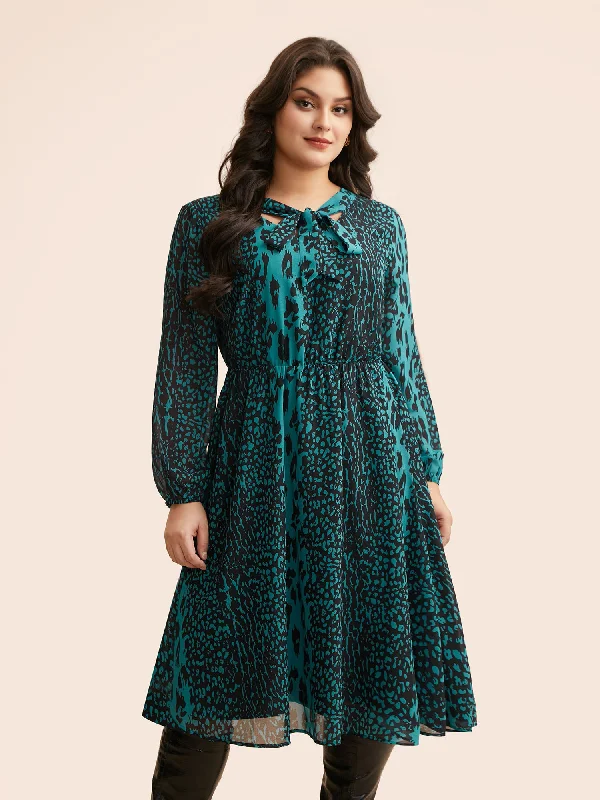 Online Boutiques Best Leopard Print Elastic Waist Tie Knot Dress