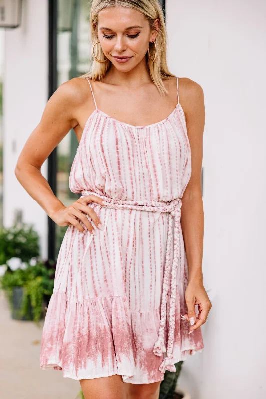 Stylish Women's Apparel On Going Fun Light Wine Pink Tie Dye Dress