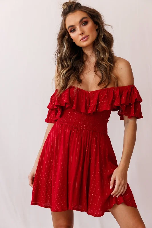 Boho Chic Fashion Akira Chiffon Dinner Date Dress Red