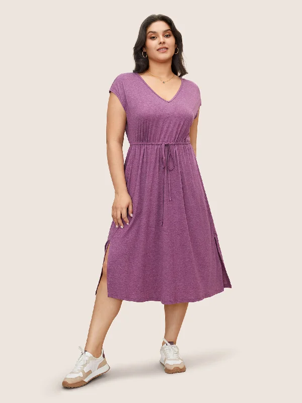 Everyday Wear Supersoft Essentials Solid Heather Drawstring Dress