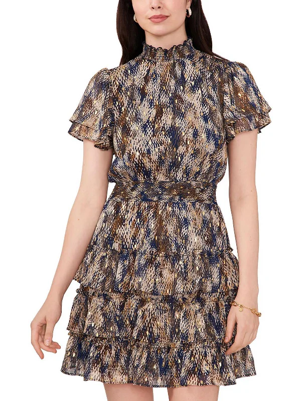 Women's Clothing With Trendy Designs Womens Chiffon Smocked Fit & Flare Dress