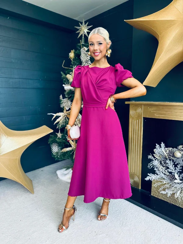 Casual Garments For Women Diana Detailed Occasion Dress Berry
