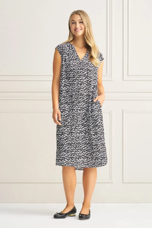 Women's Clothing Stores V-Neck Crepe Dress