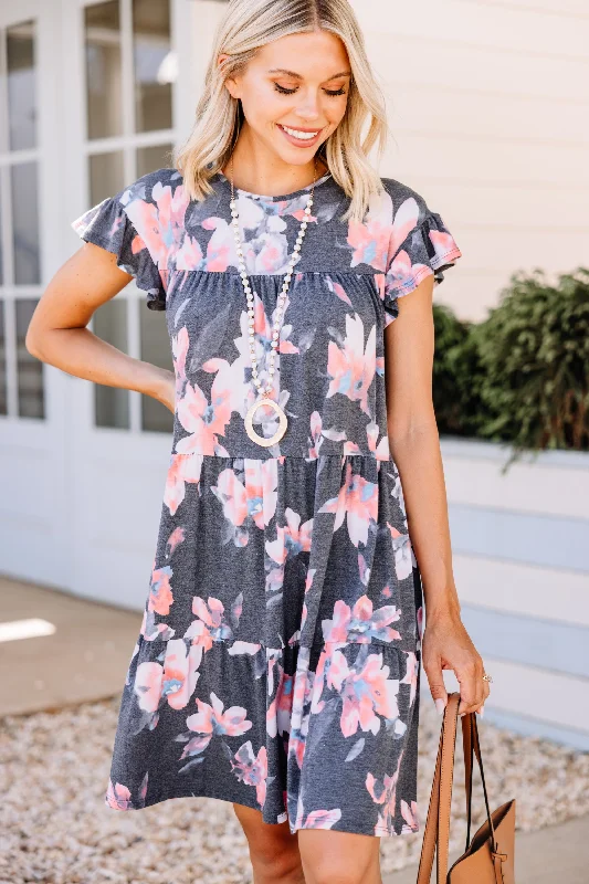 Easygoing Women's Style What a Lovely Life Charcoal Gray Babydoll Dress