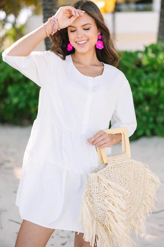 Women's Elegant Clothes What's In A Name Off White Tiered Dress