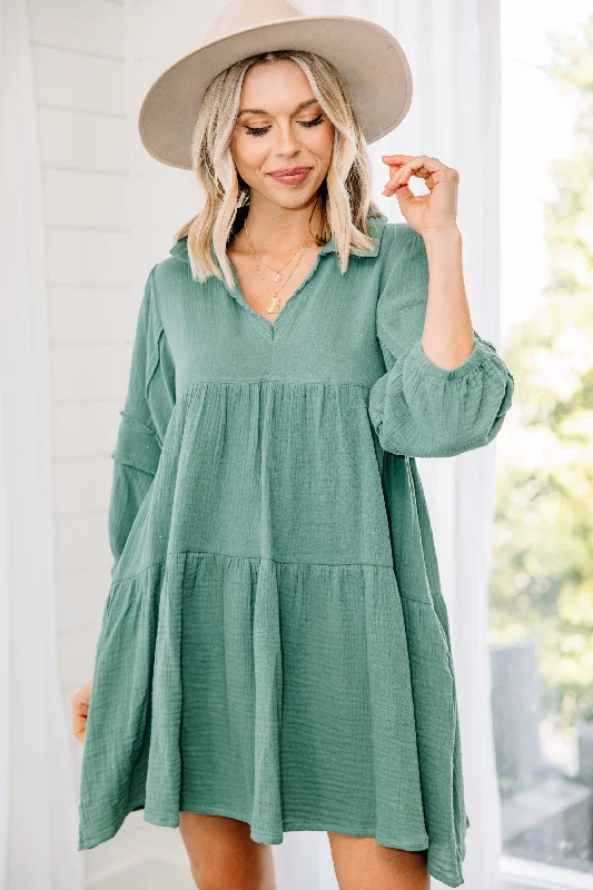 Women Wear Boutique Know Who You Are Teal Blue Tiered Dress