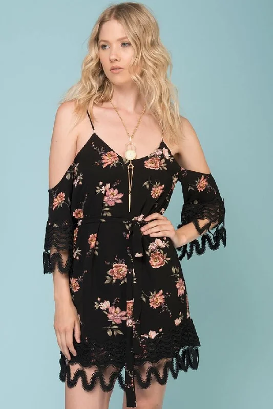 Classic Women's Fashion Jocelyn Cold Shoulder Dress Black