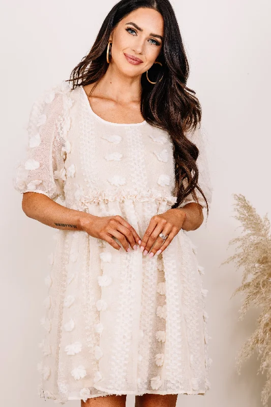 Women's Night-Out Outfit In Good Faith Natural White Swiss Dot Dress
