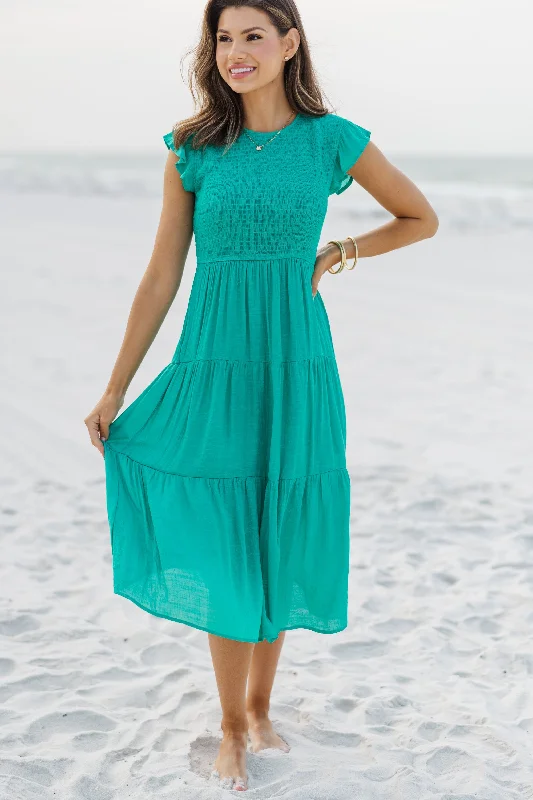 Summer Sale Learn From The Best Emerald Green Smocked Dress