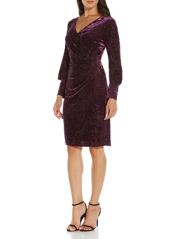 Women's High-Fashion Garments Womens Velvet Knee-Length Sheath Dress