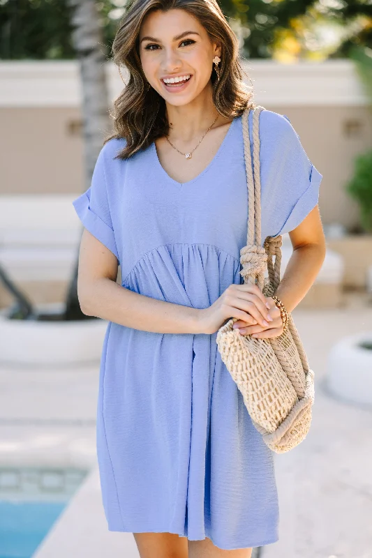 Elegant Women's Evening Garments Full Of Joy Light Blue Babydoll Dress