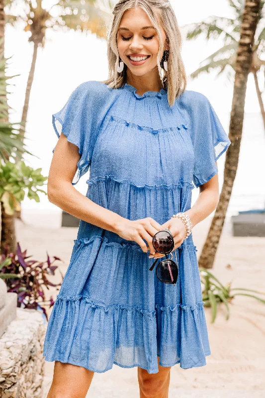 Casual Clothing for Women Where It All Begins Blue Babydoll Dress