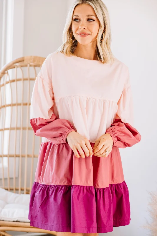 Timeless Elegance Always For Fun Raspberry Pink Colorblock Dress