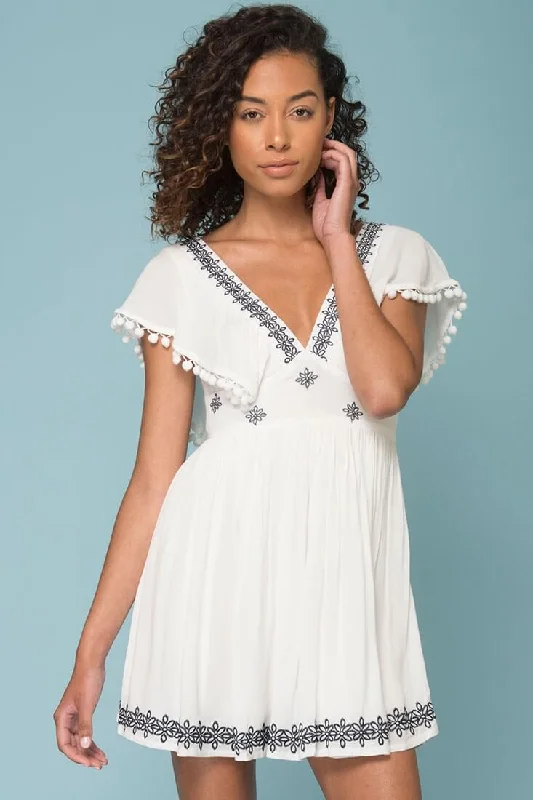 Clothing Woman Alexis Pom Pom Dress White