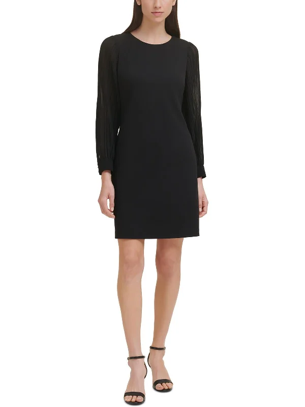 Luxury Women's Clothes Womens Mini Pleated Sleeve Wear To Work Dress