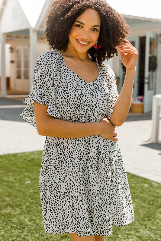 Casual Clothing For Women You Have The Power Cream White Spotted Babydoll Dress
