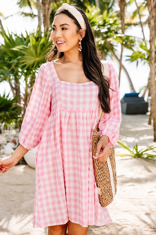Free Spirited Fashion All A Dream Bubble Gum Pink Gingham Dress