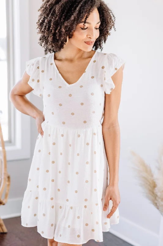Women's Loungewear Clothes Watch You Move Ivory White Polka Dot Dress