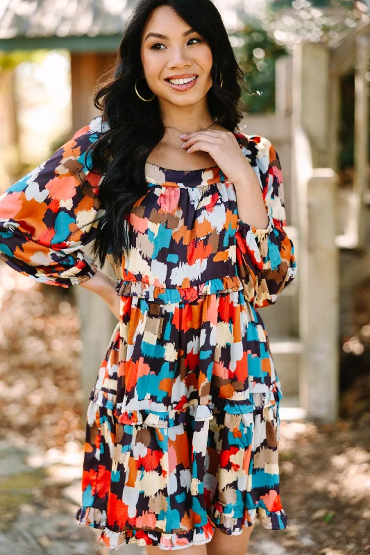 Big Sale Event Real Love Brown Abstract Dress