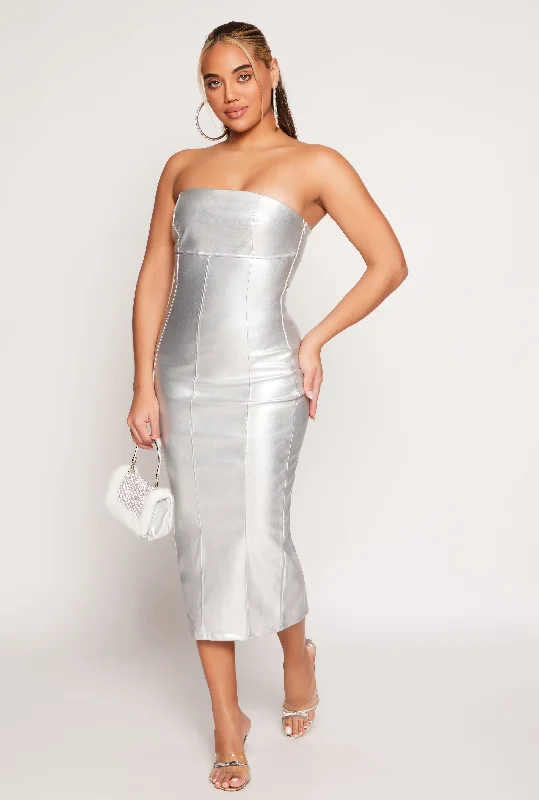 Women's Clothing With Trendy Designs Haute Monde Faux Leather Tube Dress