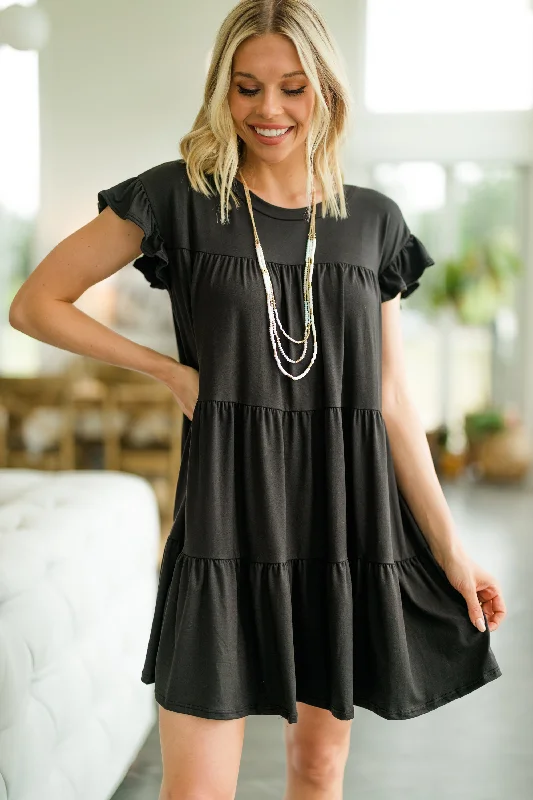 Chic Women's Garments Living For Love Black Tiered Dress