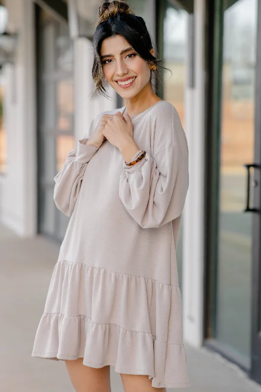 Sophisticated Fashion Send You Love Oat White Tiered Dress