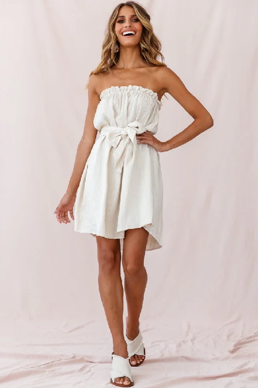 Clothing Brands Zuma Strapless Waist Tie Dress Natural