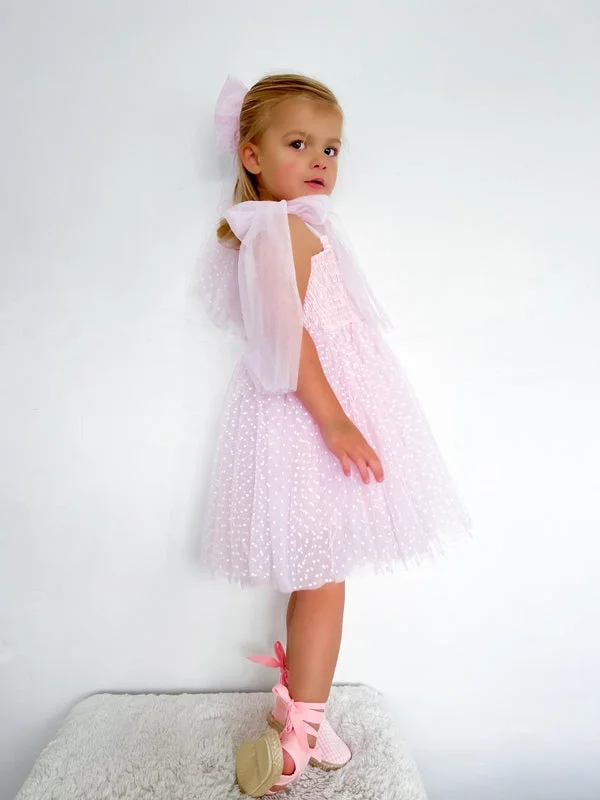 Vibrant Styles Poppy Pink Swiss Dot Dress