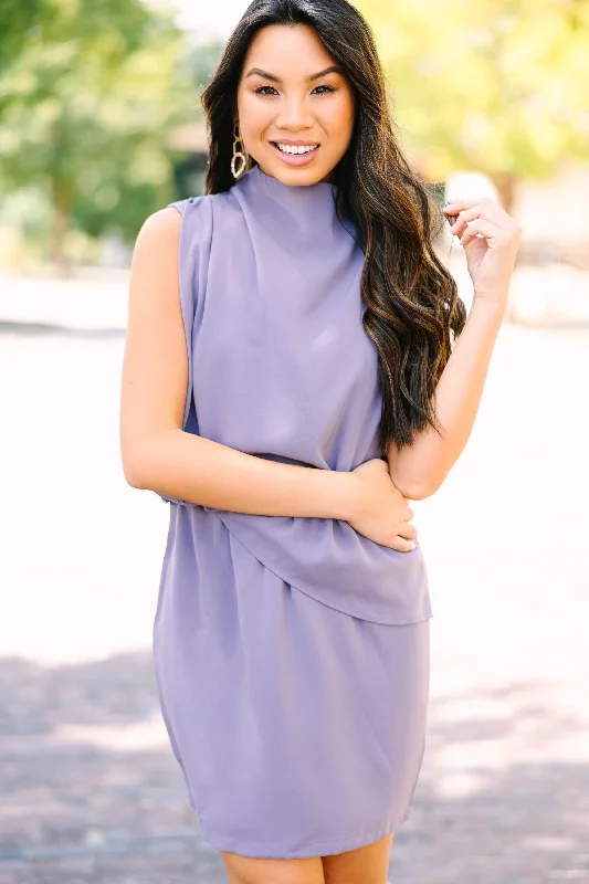 Clothing Sales Offer The World Dusty Lavender Purple Draped Dress