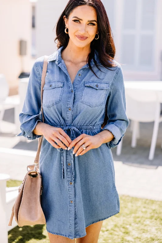 Women's Clothing Sets By This Time Blue Chambray Dress