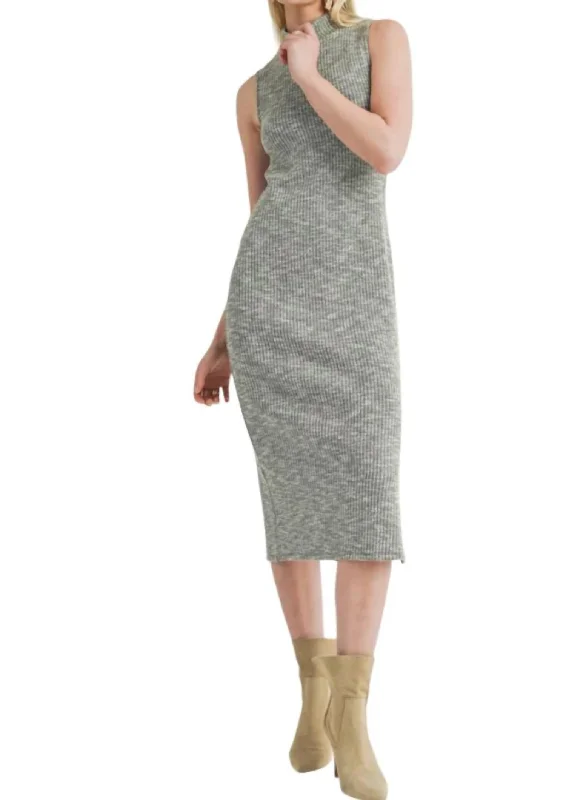 Sale Clearance On The Path Mock Neck Knit Dress In Olive